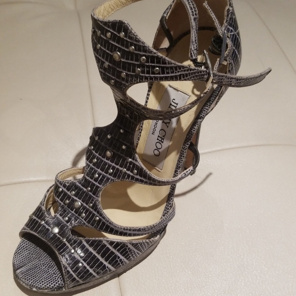 Jimmy choo  cocodrille grey print shoes